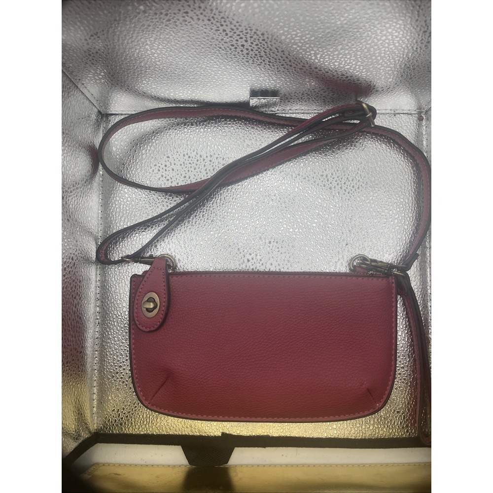 Joy Susan Women's Vegan Leather Wristlet Crossbody Clutch Bag Hot Pink W/ strap - Picture 5 of 16